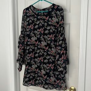 Lulus floral print tiered flounce sleeve mini dress
